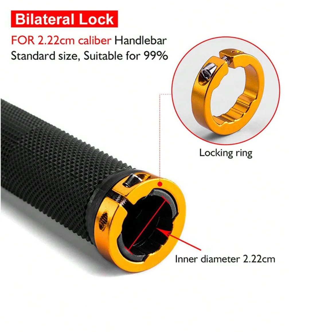 Handlebar Grips For Electric ScootersWith Aluminum Alloy Locking Collars Gold - Image 3