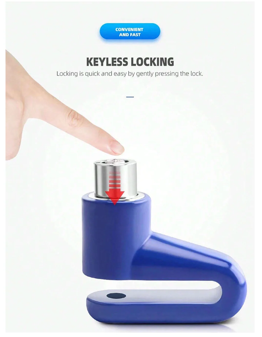Heavy Duty Alloy Steel Scooter Disc Lock Red - Solar Scooters - Image 4